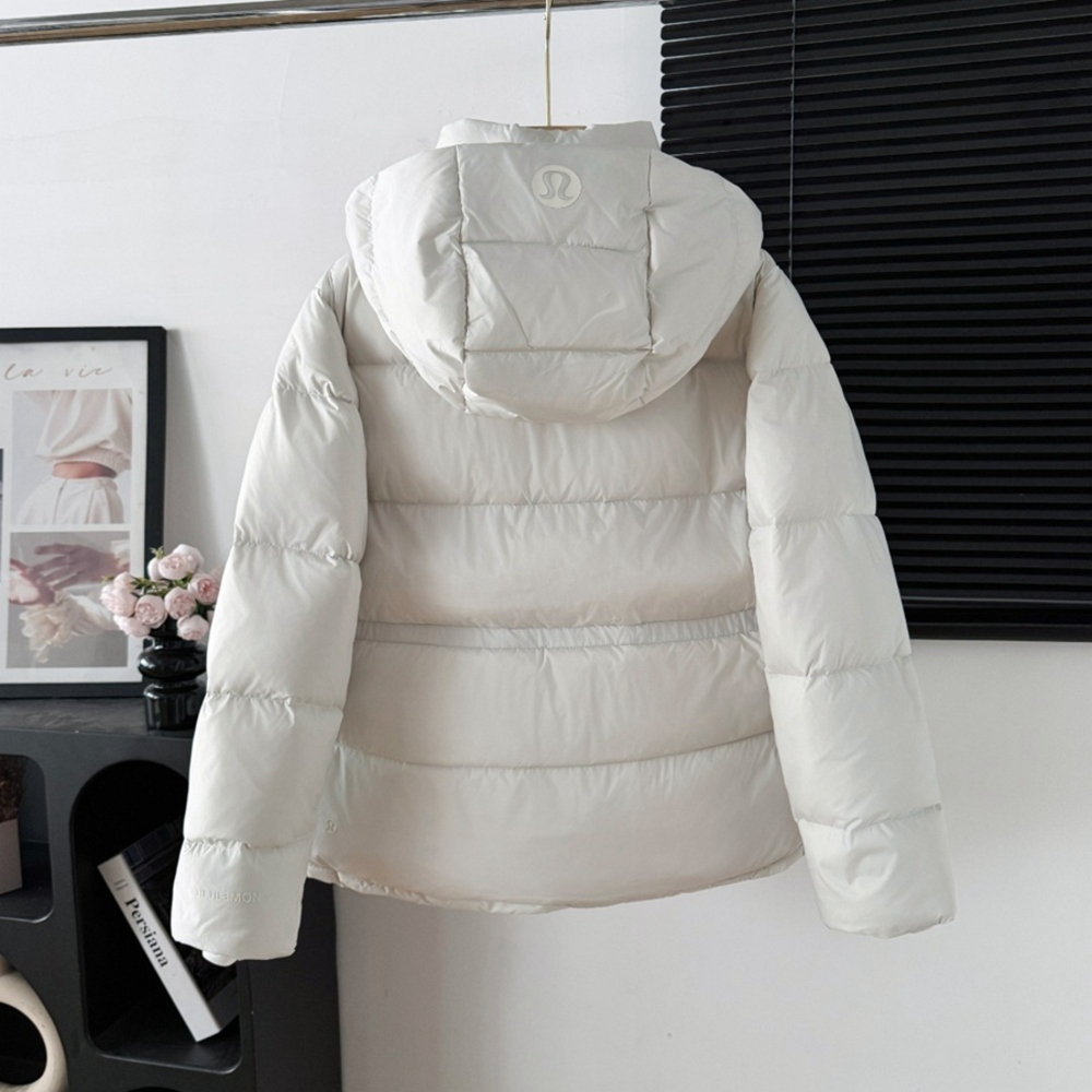 Lululemon Cream Cropped Quilted Hooded Down Puffer Winter Coat - Picture 6 of 13